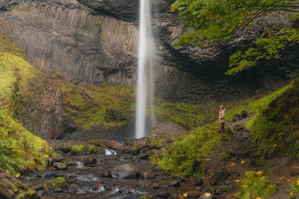 Latourell-Falls-oregon-closeup-hiker